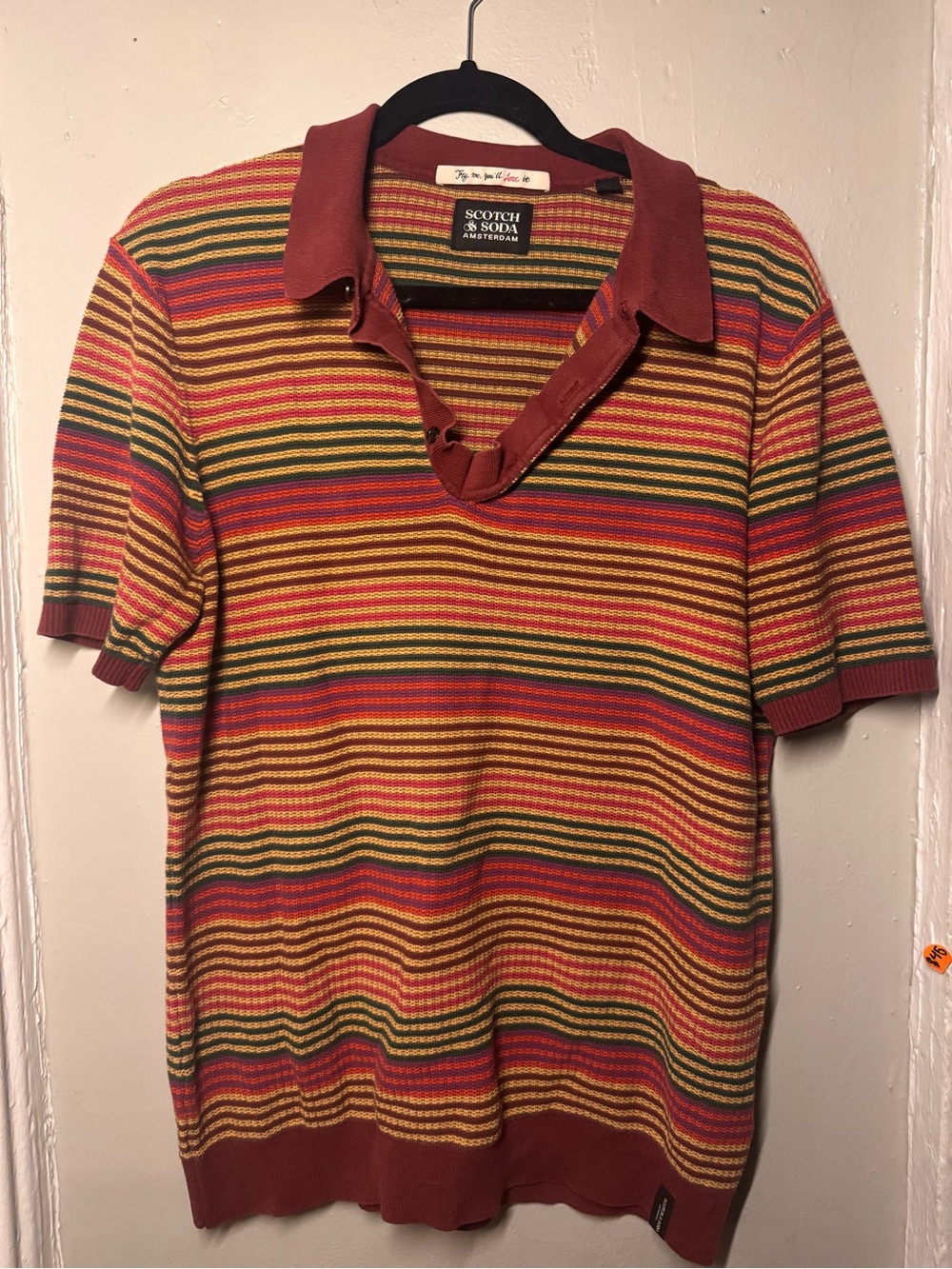 Scotch Soda Amsterdam Structured Knit Striped Polo Mens L - Picture 1 of 5